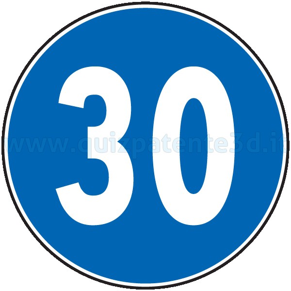 LIMITE MINIMO DI VELOCITÀ DI 30 KM/H