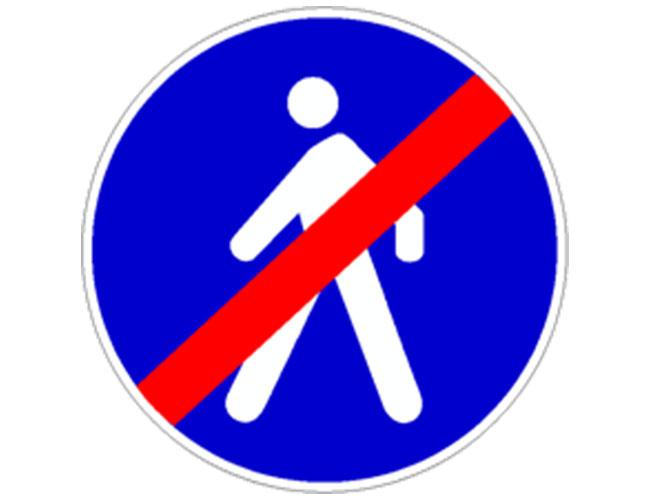 Fine percorso pedonale