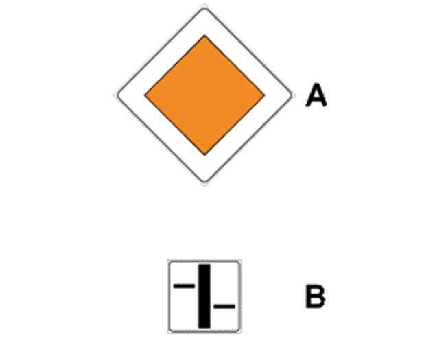 Strada con diritto di precedenza e pannello Andamento della strada principale